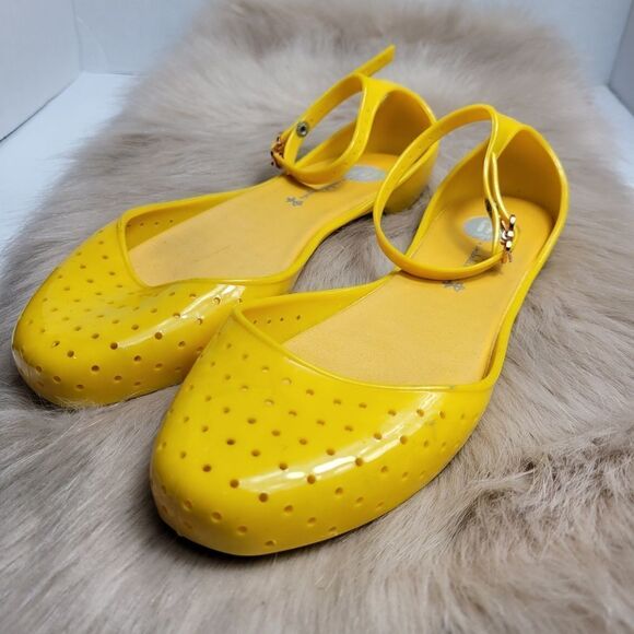 Melissa Isabela Capeto Yellow Rubber Mary Jane Flats Size 6 - Picture 1 of 9